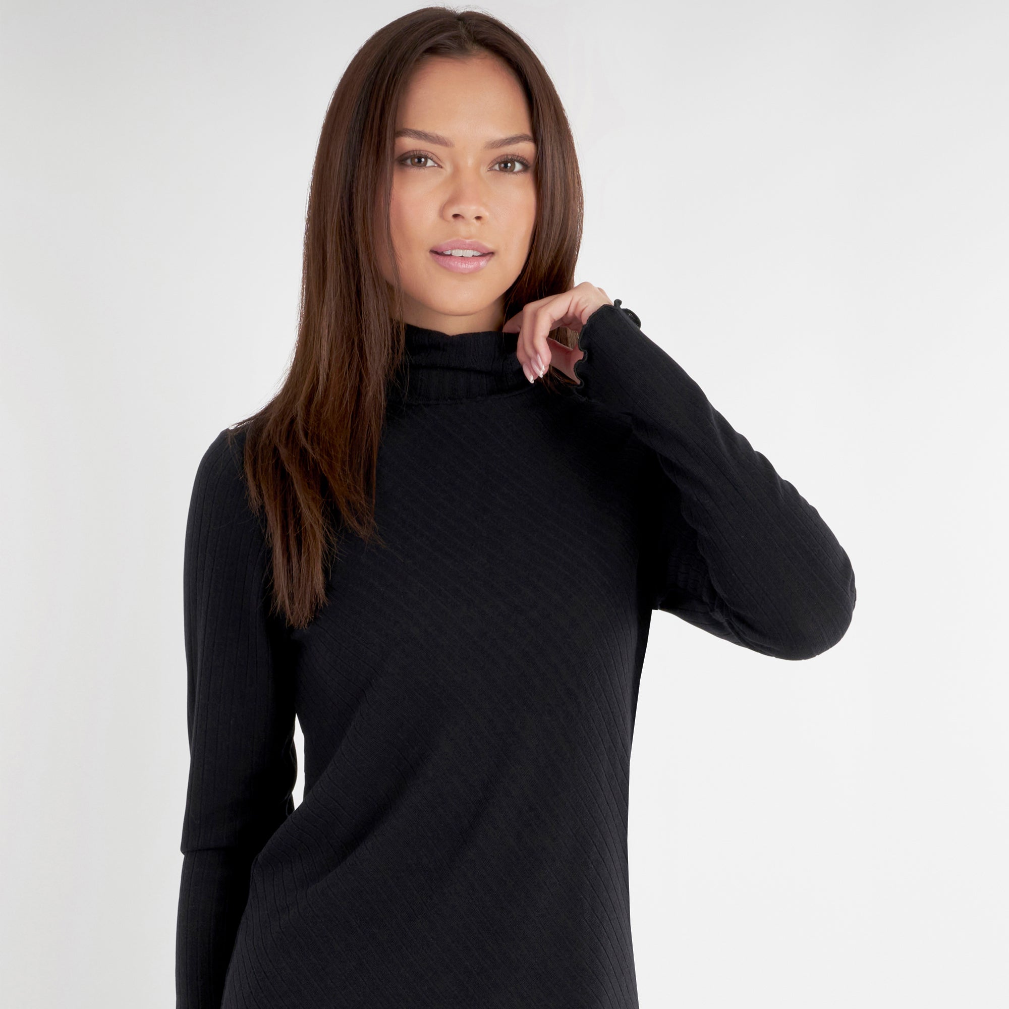 Green Lamb Mackenzie Ribbed Ladies Golf Polo Neck Black